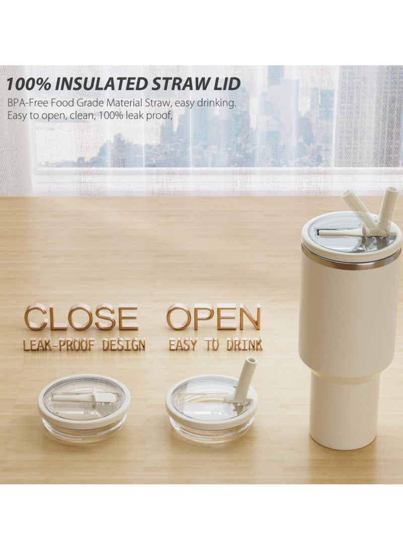Reema 40 oz Tumbler Lid for Stanley, 2 Pack Tumbler Filp Straw Lid Replacement, Spill Proof Splash Resistant Tumbler Cover for Stanley Quencher Cup,White  - Image 4