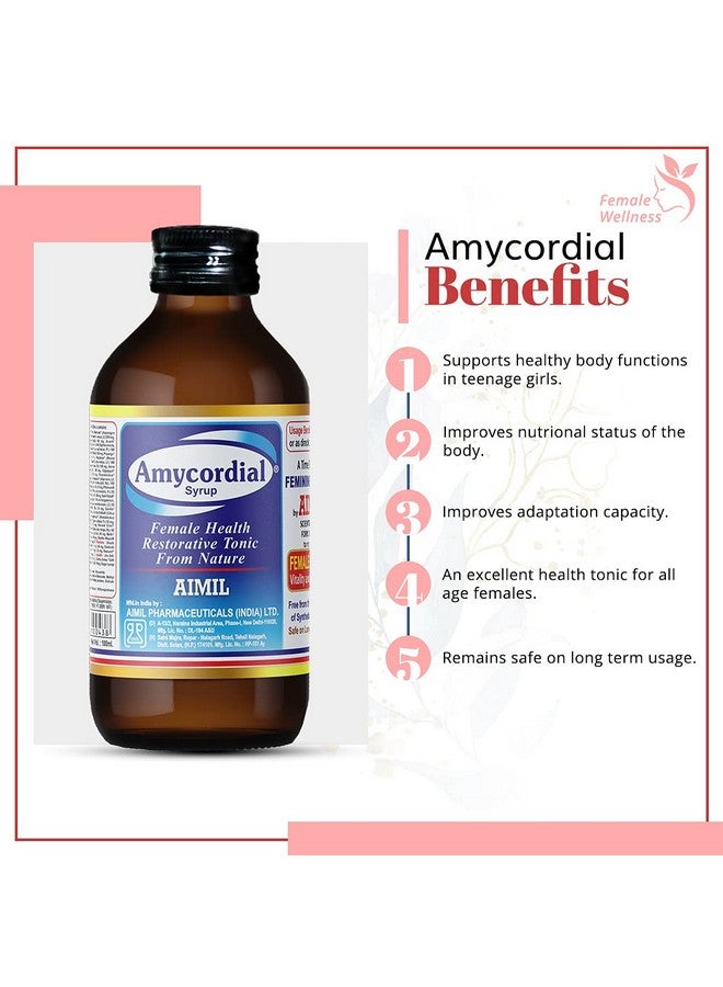 AIMIL Amycordial Syrup - 200ml | Female Health Restorative Tonic | Contains Shatavari, Amla, Guduchi, Methi and more - Image 4