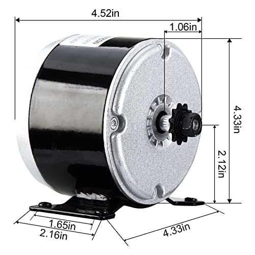 Vevitts Small Brushed Permanent Magnet Electric Motor for E Scooter Drive Speed Control 24V 350W 3000RPM - Image 2
