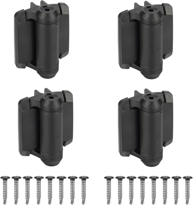 HILLMASTER Heavy Duty Self Closing Gate Hinges with Safety Cap,Pool Gate Hinges with Alignment Legs No Rust and Adjustable Fence Hinges Kit for Outdoor Metal Gate,Vinyl Gates,Wood Gate,Black,2 Pack(4 Count) - Image 1
