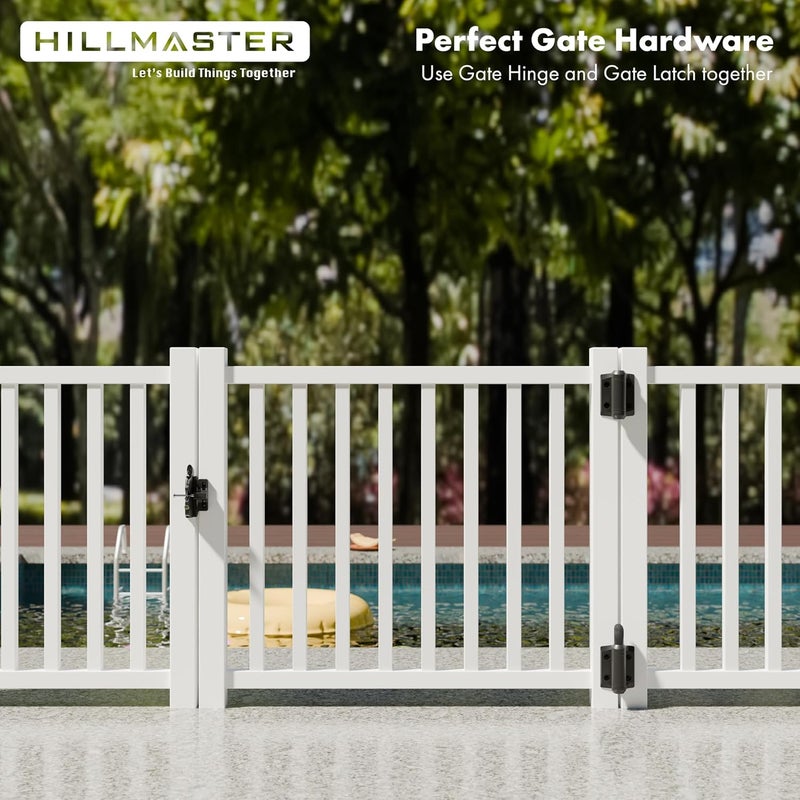 HILLMASTER Heavy Duty Self Closing Gate Hinges with Safety Cap,Pool Gate Hinges with Alignment Legs No Rust and Adjustable Fence Hinges Kit for Outdoor Metal Gate,Vinyl Gates,Wood Gate,Black,2 Pack(4 Count) - Image 5