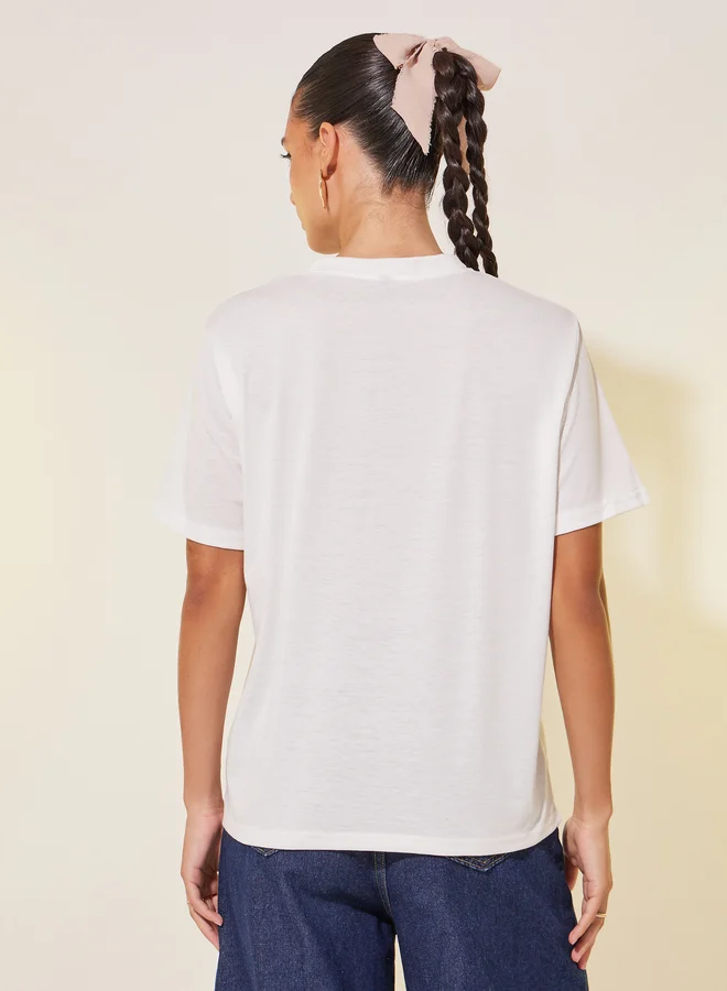 Take Two Floral Embroidered Round Neck T-Shirt