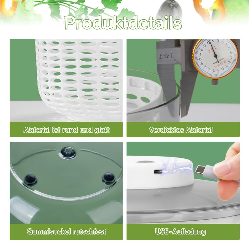 Buumin Electric Salad Spinner 6.3-Quartâ€“ Large Capacity Lettuce Spinner with Squeeze Bottle,Built-In Draining System,and Bowl & Colander â€“ Serves 6-12 Persons Perfect for Family Meals, Parties and Gatherings - Image 5