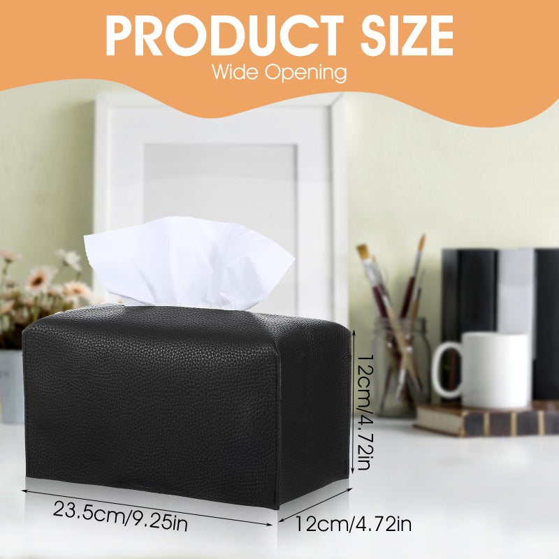 Lnngub Modern Rectangular PU Leather Black Tissue Box Cover - Image 2