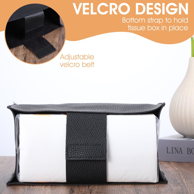 Lnngub Modern Rectangular PU Leather Black Tissue Box Cover - Image 3