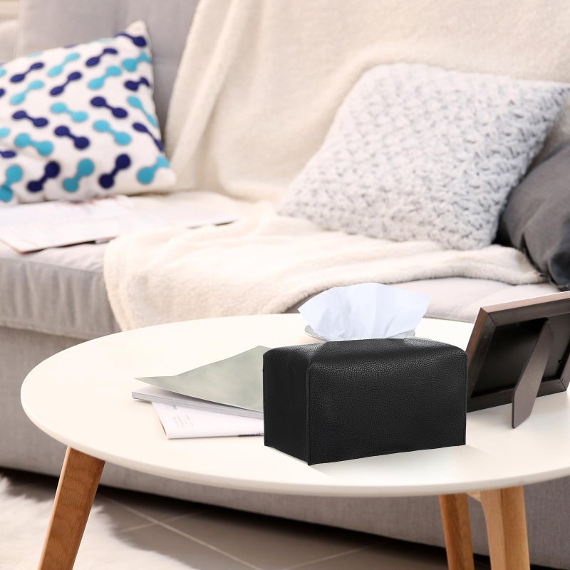 Lnngub Modern Rectangular PU Leather Black Tissue Box Cover - Image 5