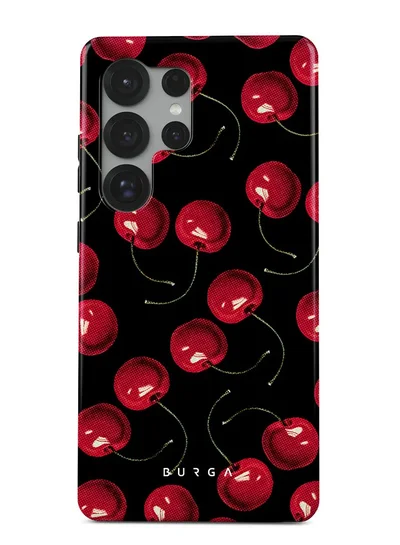 BURGA Samsung Galaxy S25 Ultra Mobile Phone Case Hybrid 2 Layer Hard Shell Silicone Protective Case, Scratch Resistant Shockproof Cover,Cherrybomb