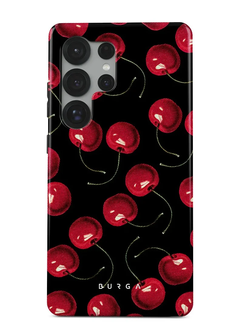 BURGA Samsung Galaxy S25 Ultra Mobile Phone Case Hybrid 2 Layer Hard Shell Silicone Protective Case, Scratch Resistant Shockproof Cover,Cherrybomb