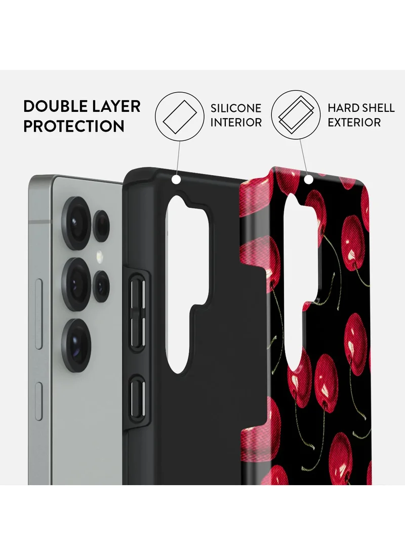 BURGA Samsung Galaxy S25 Ultra Mobile Phone Case Hybrid 2 Layer Hard Shell Silicone Protective Case, Scratch Resistant Shockproof Cover,Cherrybomb