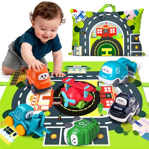 bessome Big Cartoon Truck Car Toys for 1 Year Old Boy with PlaymatStorage BagBaby and Toddler Toys 1218 Months Age 121st Birthday Gift for Baby Toys 1 Year Old - Image 1