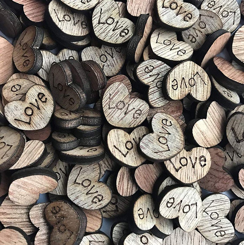 DGQ 200pcs Rustic Wooden Love Heart Wood Slices Crafts Wedding Table Scatter Decoration Crafts Childrens DIY Manual Patch