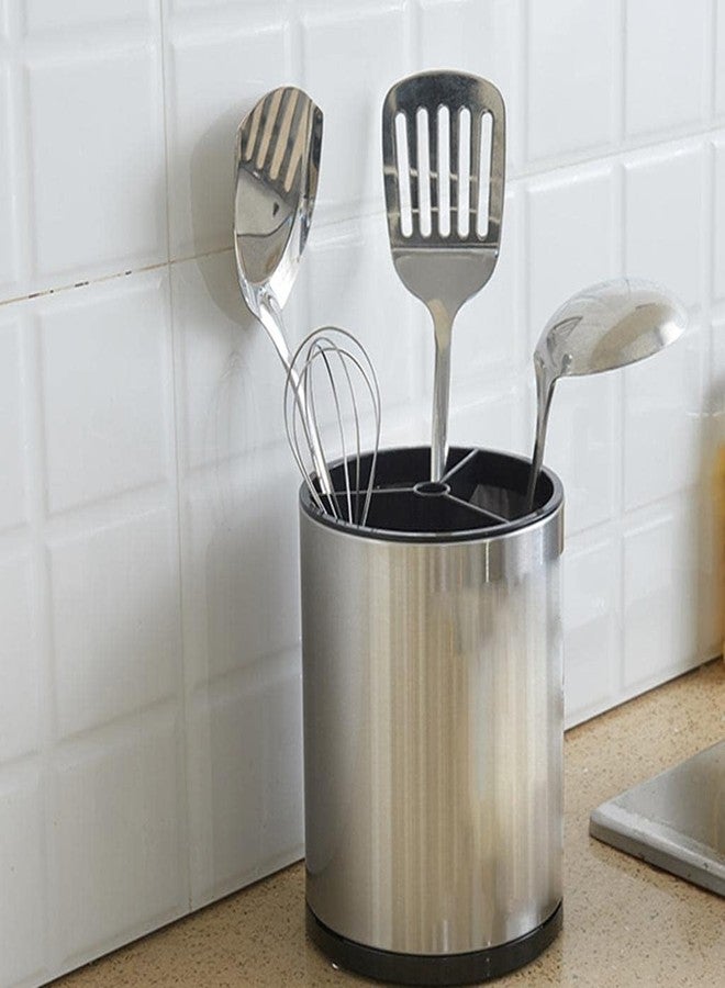 OPNEX Rust-Proof 3-Slot Spatula & Cutlery Holder – Round Utensil Organizer with Non-Slip Base | Kitchen Tableware Storage Divider for Spoons, Forks, Knives & Tools - Image 3
