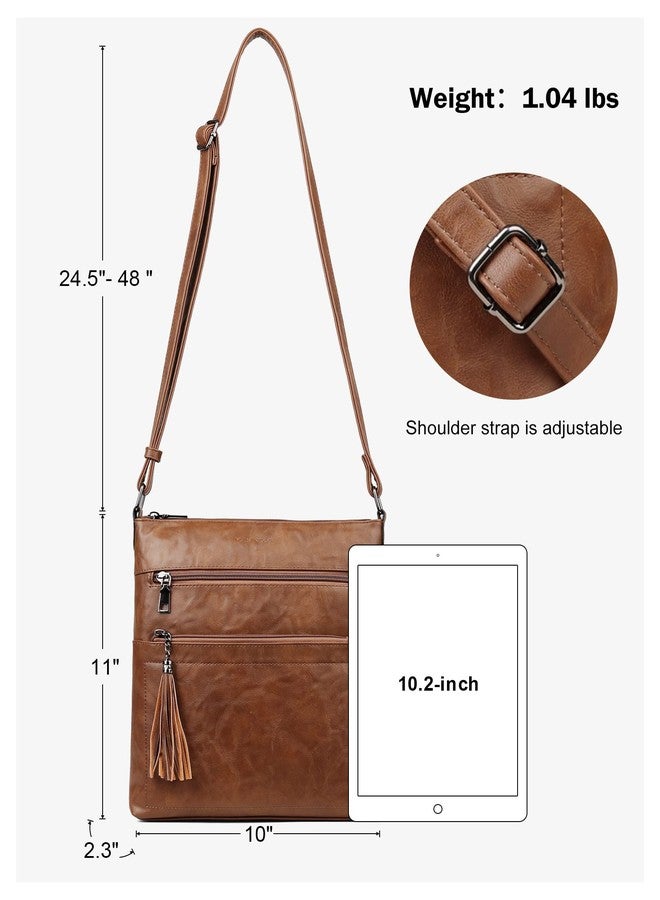MASINTOR Crossbody Purses for Women, Multi Pocket Casual Crossbody Bag, Adjustable Strap Shoulder Bag with Tassel, Classy Brown, 11.14 x 5.87 x 2.05 inches, Classic,durable,elegant - Image 4