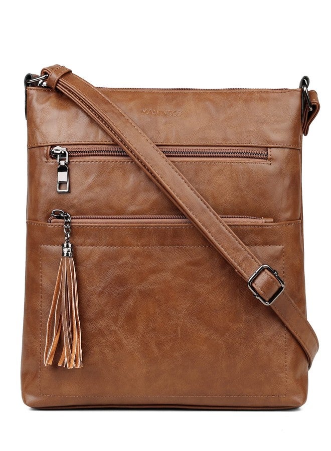 MASINTOR Crossbody Purses for Women, Multi Pocket Casual Crossbody Bag, Adjustable Strap Shoulder Bag with Tassel, Classy Brown, 11.14 x 5.87 x 2.05 inches, Classic,durable,elegant - Image 1