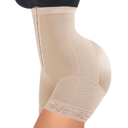 FeelinGirl High Waist Shapewear Tummy Control Butt Lifting Shorts Faja Body Shaper Fajas Colombianas Moldeadoras Beige S - Image 1