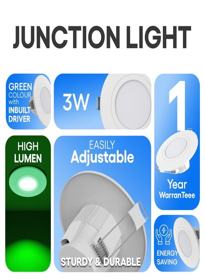 elleys' ZIRA 3W LED Down Light (Green Light) Round Recessed Ceiling LED Light | Cut Out- 45 mm | BIS Certified & 4KV Surge Protection pop Lights for Ceiling (3W, Pack of 2) - Image 2
