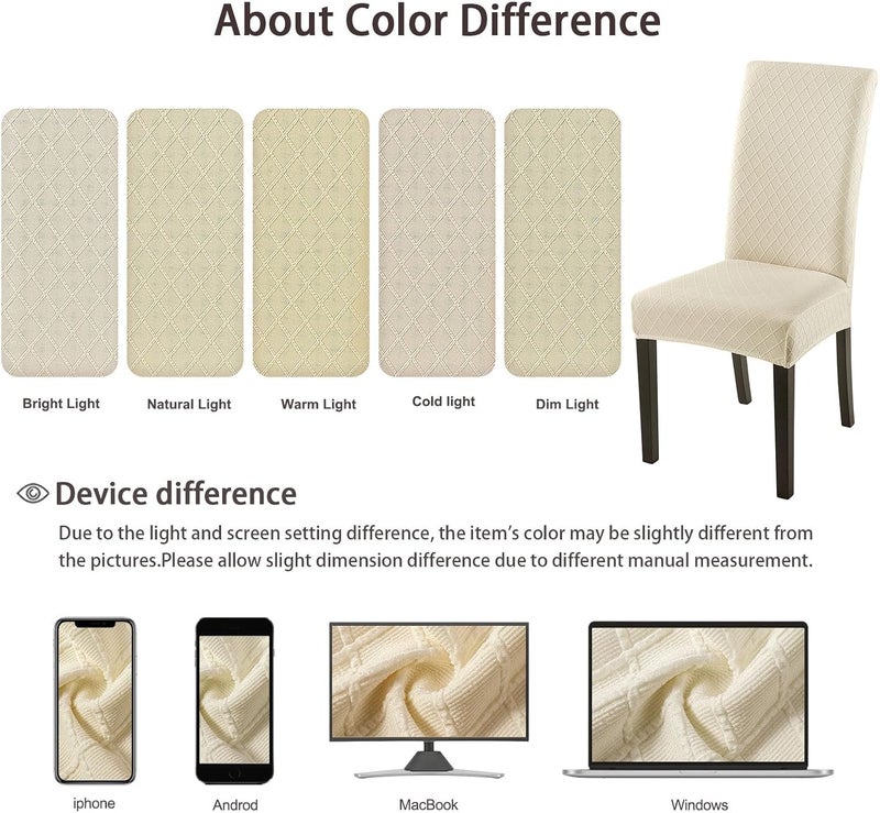 Stretch Jacquard Dining Chair Covers - Set of 6, Washable Spandex Slipcovers - Image 4