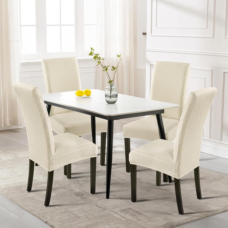 Stretch Jacquard Dining Chair Covers - Set of 6, Washable Spandex Slipcovers - Image 2