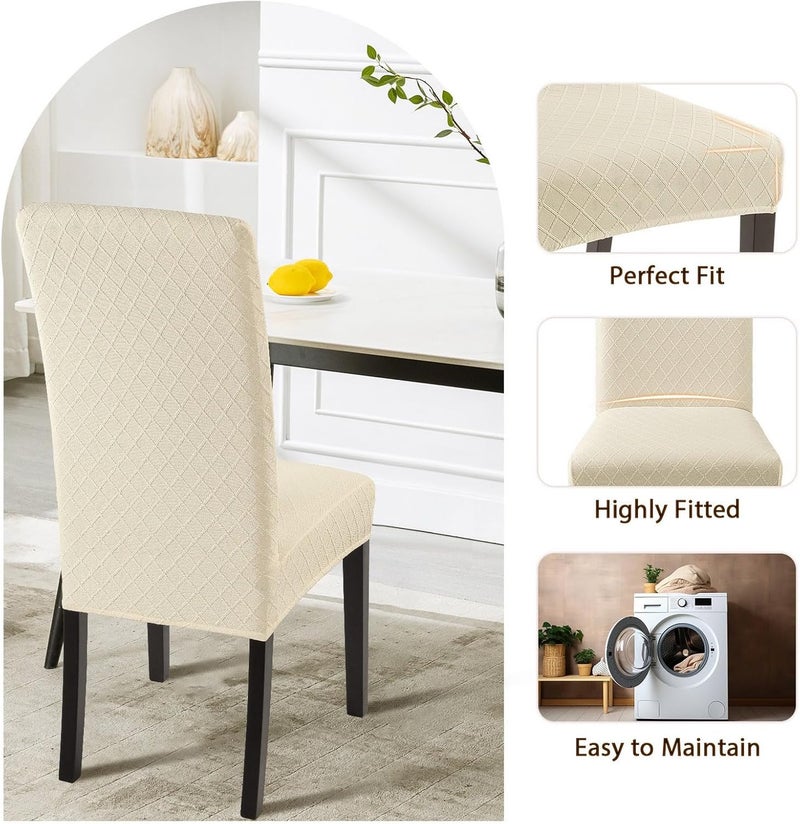 Stretch Jacquard Dining Chair Covers - Set of 6, Washable Spandex Slipcovers - Image 5