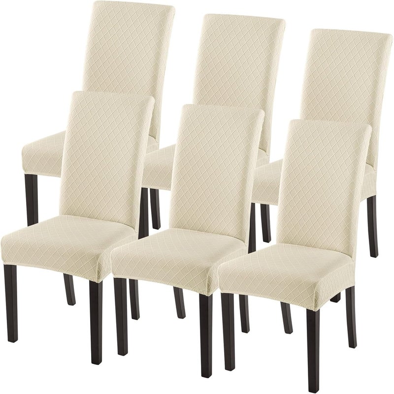 Stretch Jacquard Dining Chair Covers - Set of 6, Washable Spandex Slipcovers - Image 1