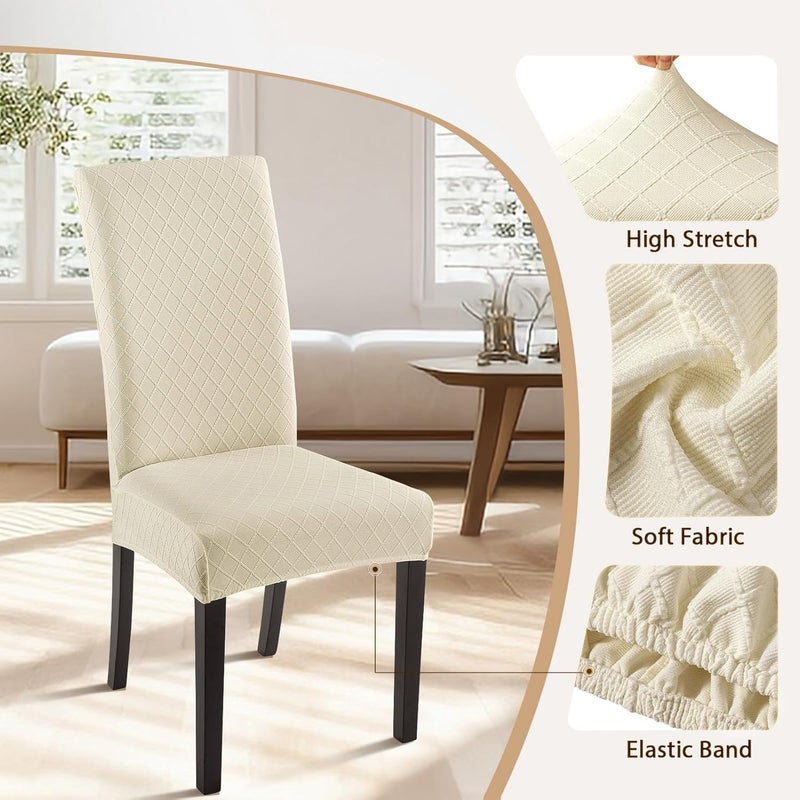 Stretch Jacquard Dining Chair Covers - Set of 6, Washable Spandex Slipcovers - Image 3