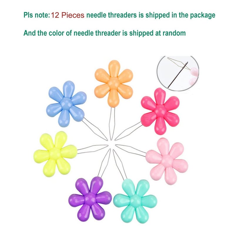 FeiHong Multicolor Needle Threaders, 12 Pieces Flower Head Wire Loop Needle Threaders Hand Machine Sewing Tool for Sewing Crafting, Knitting Craft, Quilting, DIY Art - Image 2