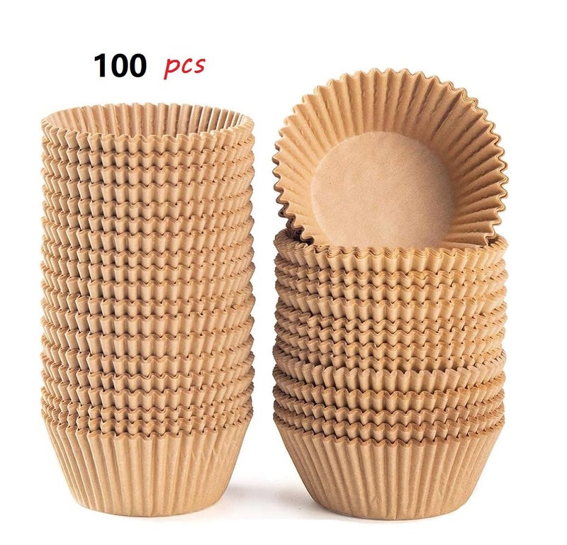 Paper Cupcake Cups, Brown 100 Pieces, for Baking and Muffin - Image 2