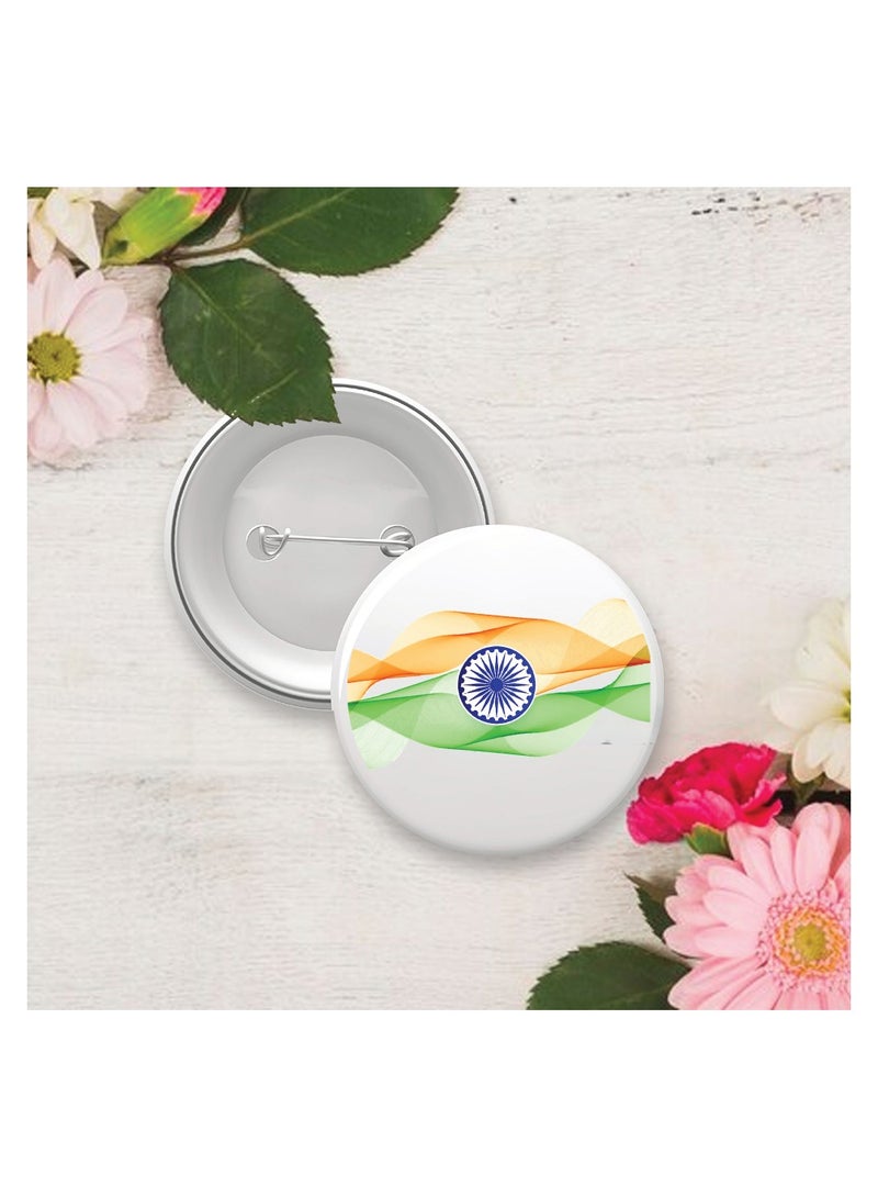 Generic India Republic Day - Indian Round Pin-back Button Brooch Lapel Pin - India Flag Badges - Perfect for Jackets - Bags - Gifts for Independence Day  - Image 2