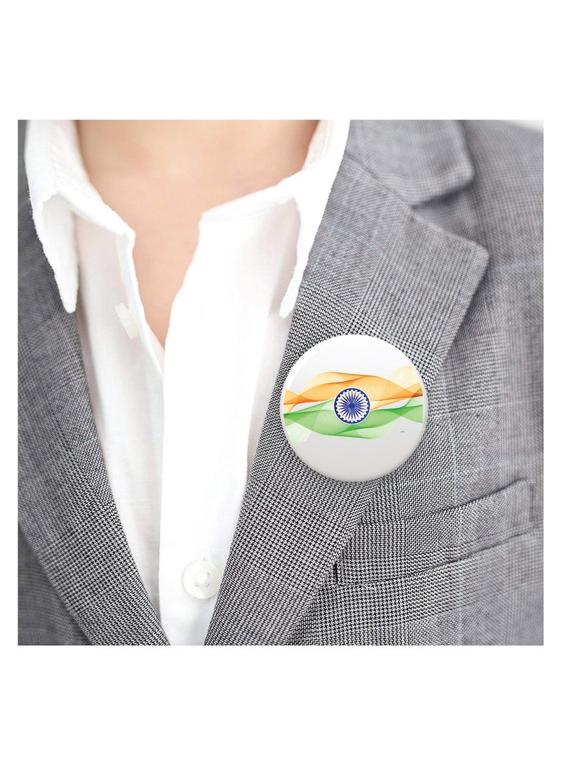 Generic India Republic Day - Indian Round Pin-back Button Brooch Lapel Pin - India Flag Badges - Perfect for Jackets - Bags - Gifts for Independence Day  - Image 5