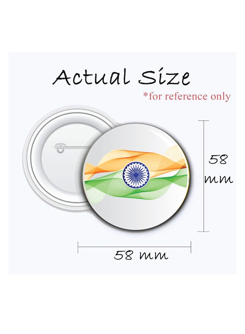 Generic India Republic Day - Indian Round Pin-back Button Brooch Lapel Pin - India Flag Badges - Perfect for Jackets - Bags - Gifts for Independence Day  - Image 3