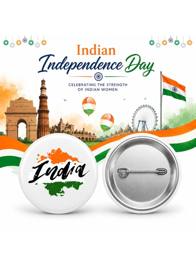 India Republic Day - Indian Round Pin-back Button Brooch Lapel Pin - India Flag Badges - Perfect for Jackets - Bags - Gifts for Independence Day - Image 2