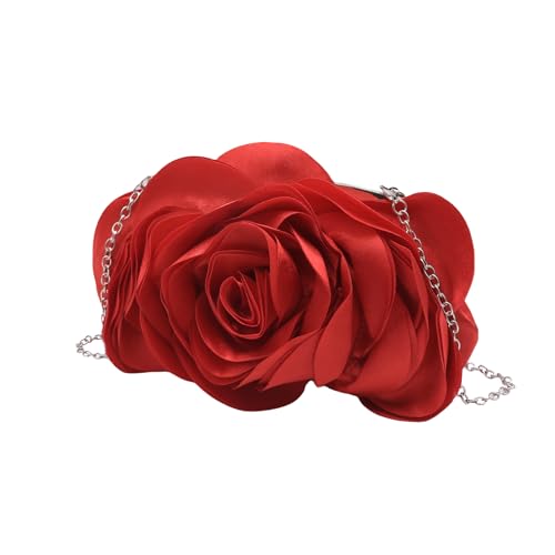 Aibearty Women Evening Clutch Bag Fashion Rose Floral Satin Small Purse Handbag with Detachable Strap for Wedding,Evening Party, Prom - Image 2