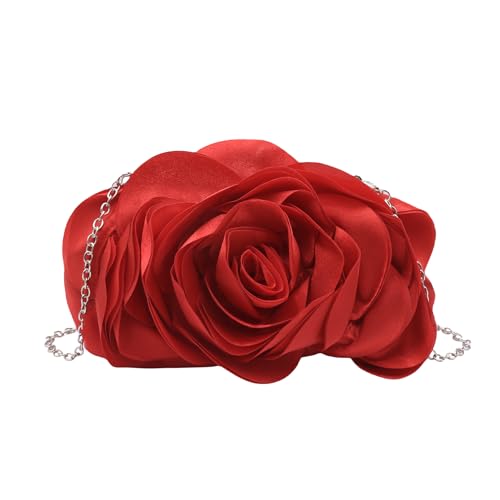 Aibearty Women Evening Clutch Bag Fashion Rose Floral Satin Small Purse Handbag with Detachable Strap for Wedding,Evening Party, Prom - Image 1