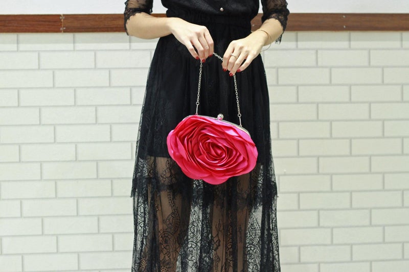 Aibearty Women Evening Clutch Bag Fashion Rose Floral Satin Small Purse Handbag with Detachable Strap for Wedding,Evening Party, Prom - Image 5