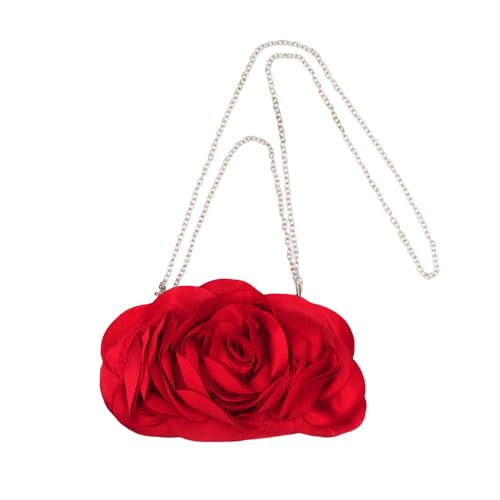 Aibearty Women Evening Clutch Bag Fashion Rose Floral Satin Small Purse Handbag with Detachable Strap for Wedding,Evening Party, Prom - Image 4