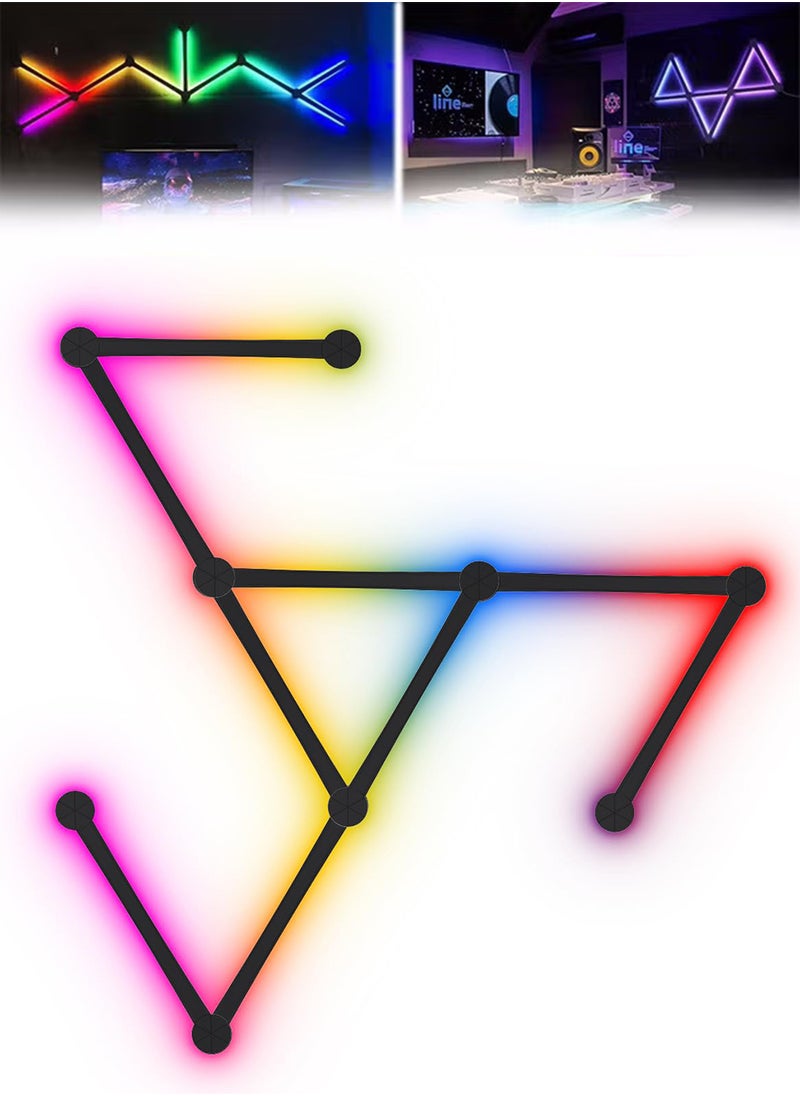 EzzySo مجموعة إضاءة LED ذكية RGB 9 خطوط إضاءة مزامنة للموسيقى لتزيين الحائط المنزلي مع أكثر من 16 مليون لون إضاءة LED جدارية لغرفة الألعاب وغرفة النوم مجموعة إضاءة ديكور الحائط LED مجموعة إضاءة سيمفونية مزدوجة الوضع  - Image 1