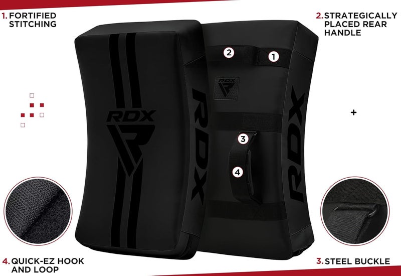Rdx Kick Shield Muay Thai Kickboxing, 60CM Large Heavy Curved Kicking Striking Body Pad, Punching Foot Target MMA Boxing Training, 3 Padded Handles, Martial Arts Karate TKD Taekwondo (ONE PAD ONLY) - Image 2