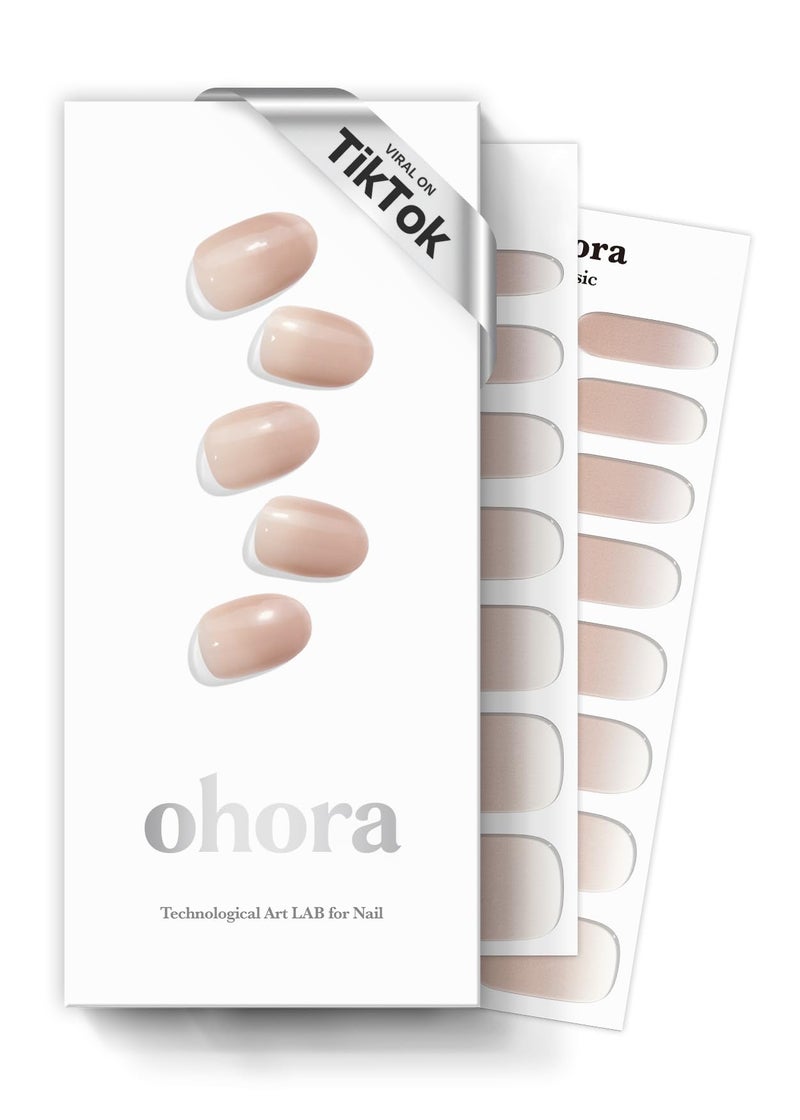 ohora Semi Cured Gel Nail Strips N Mild Latte  Nude Ombre Works with Any UVLED Lamps SalonQuality Long Lasting Easy to Apply  Remove  Includes 2 Prep Pads Nail File  Wooden Stick