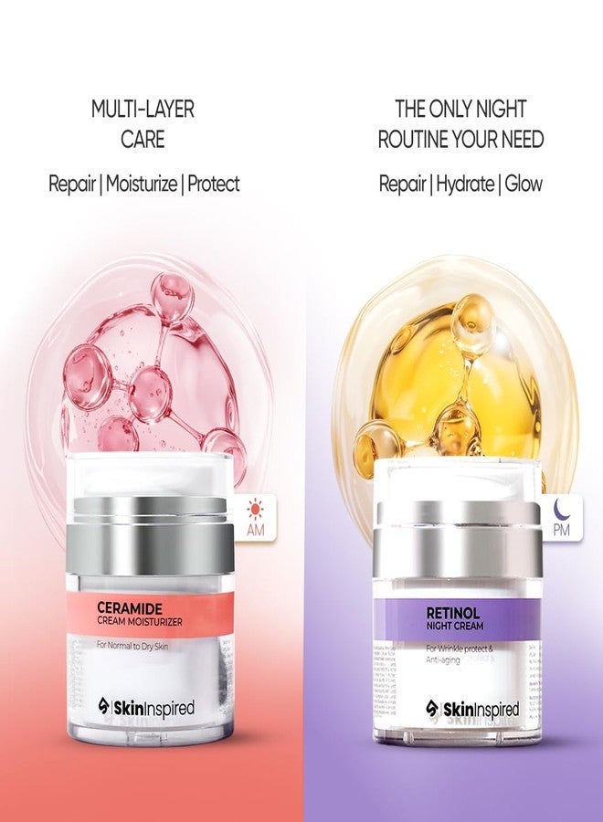 SkinInspired Day & Night Kit For Dry Skin - Retinol Night Cream (50g)+Ceramide Moisturizer (50g) | Skin Care Combo | For Women & Men | Non Greasy | Dermatologically Tested (Dry Skin) - Image 2
