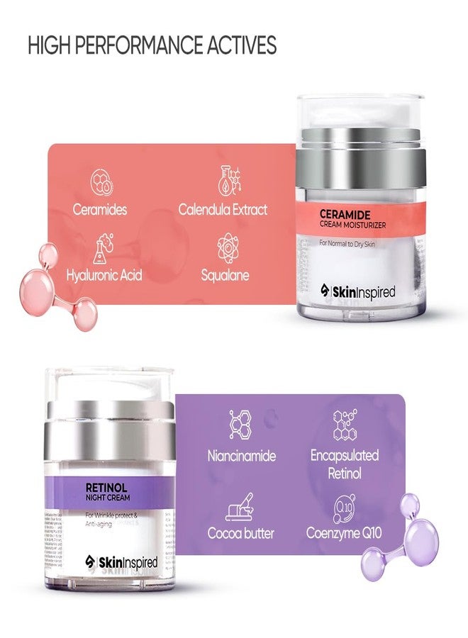 SkinInspired Day & Night Kit For Dry Skin - Retinol Night Cream (50g)+Ceramide Moisturizer (50g) | Skin Care Combo | For Women & Men | Non Greasy | Dermatologically Tested (Dry Skin) - Image 3