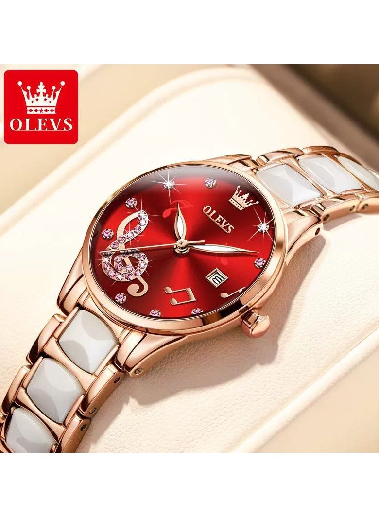 OLEVS Ladies Ceramic Strap Quartz Watch 3605 - Image 1