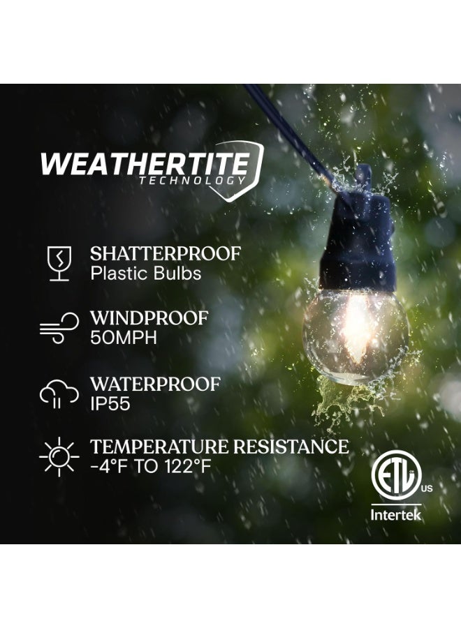 Brightech Ambience Pro Solar Powered Outdoor String Lights - 27 Ft Commercial Grade Waterproof Patio Lights with Edison Globes, Shatterproof LED String Lights for Patio - 12 Bulbs, 1W, Soft White - Image 2