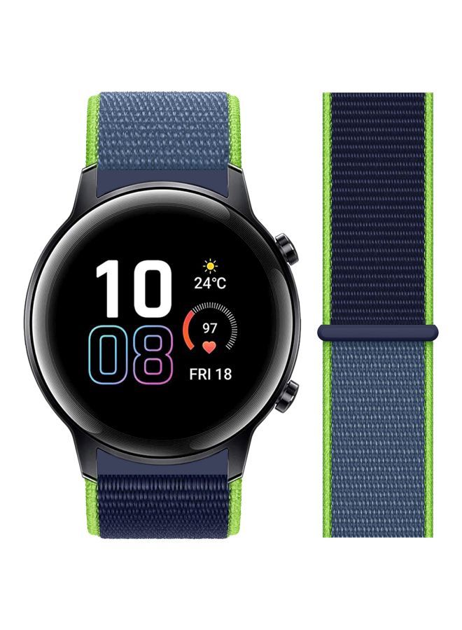 NIBEMINENT Replacement Band For Honor MagicWatch 2 42mm Blue/Neon Lime Green - Image 2