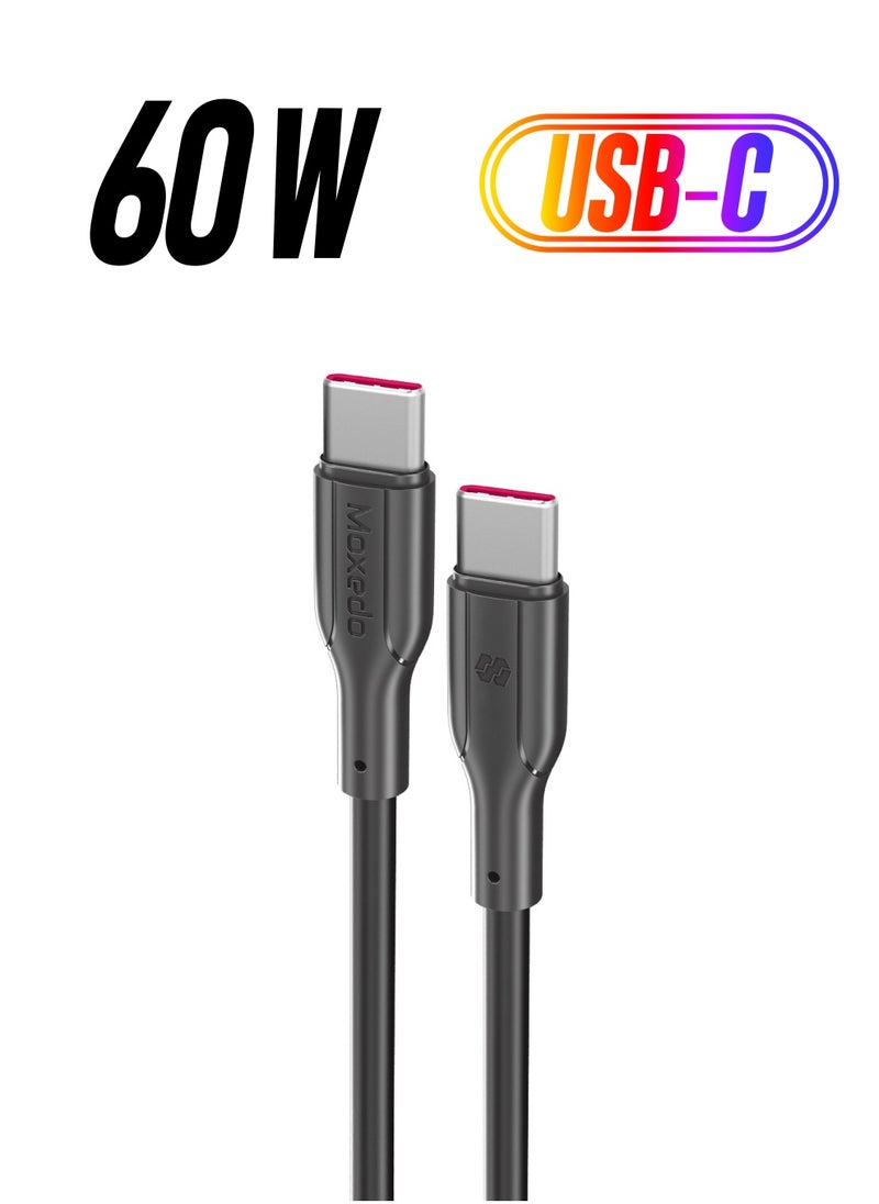 Moxedo Moxedo USB-C to USB-C Charge and Data Sync Cable 60W PD 3.0 Cable Length Compatible for iPhone 15/15 Pro/15 Pro Max, MacBook Air/Pro, iPad Pro, Samsung Galaxy S24/S24 Ultra, Pixel, USB C Charger 