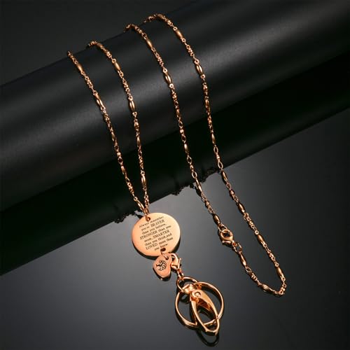JOVITEC Lanyard ID Badge Necklace for Women Inspirational Pendant Stainless Steel Chain Teacher Cruise Keys Gift for Employee(Rose Gold) - Image 5