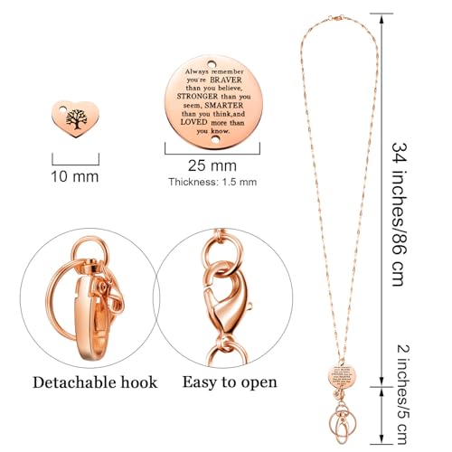 JOVITEC Lanyard ID Badge Necklace for Women Inspirational Pendant Stainless Steel Chain Teacher Cruise Keys Gift for Employee(Rose Gold) - Image 3