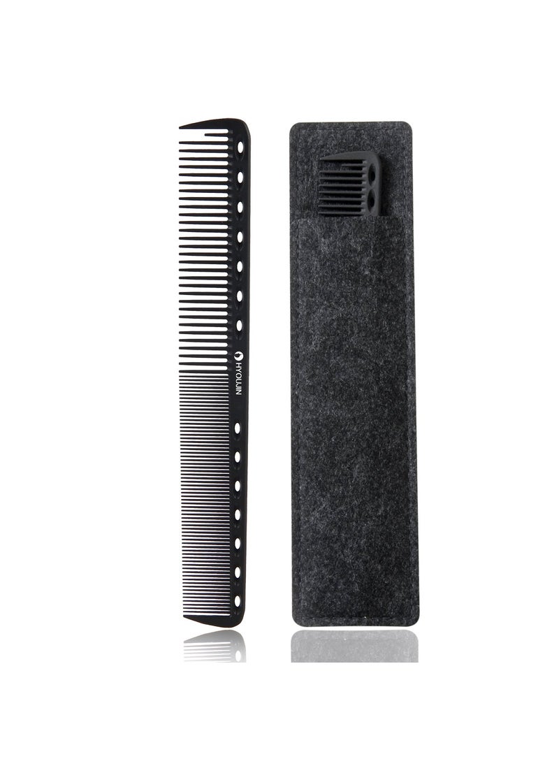 Hyoujin - HYOUJIN 605 Black Carbon Fine Cutting Comb 230 Heat Resistant Hairdressing Comb Master Barber Comb with fine tooth14 holes for cutting and hairstyling - Image 1
