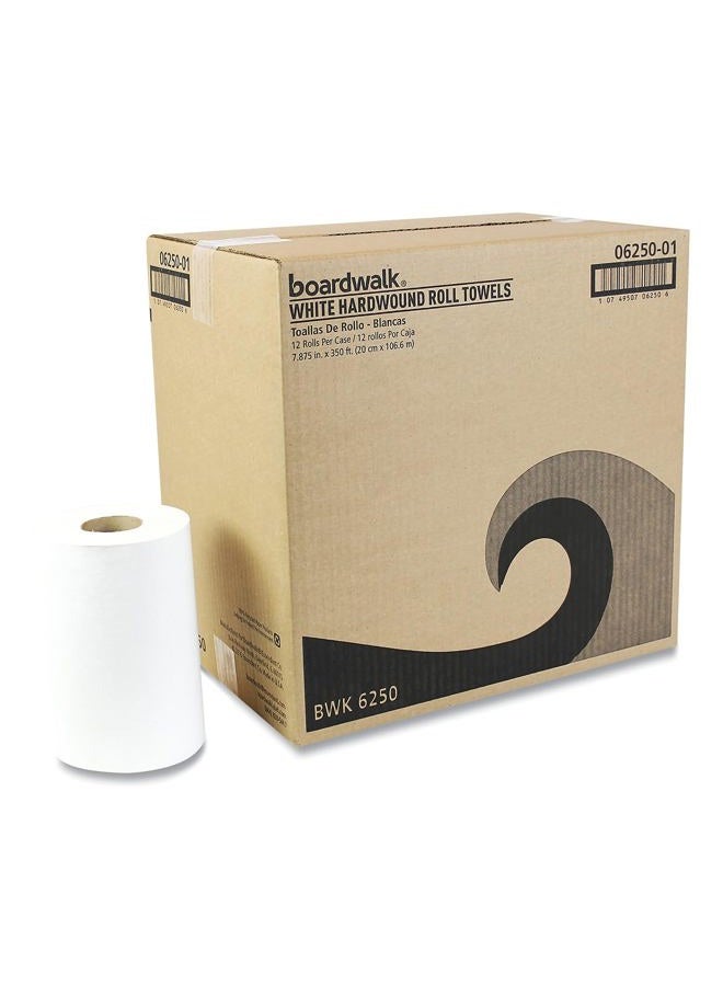 boardwalk 6250 Embossed Paper Towel Roll, 1-Ply Hardwound, 8" Width X 350' Length, White (Pack Of 12) - Image 3