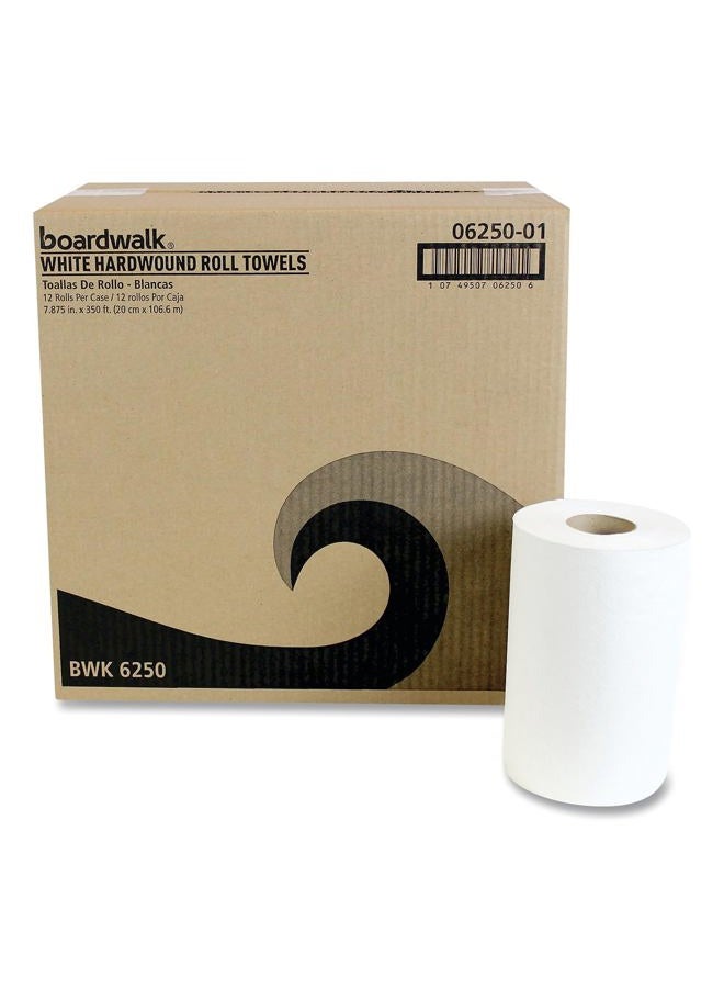 boardwalk 6250 Embossed Paper Towel Roll, 1-Ply Hardwound, 8" Width X 350' Length, White (Pack Of 12) - Image 2