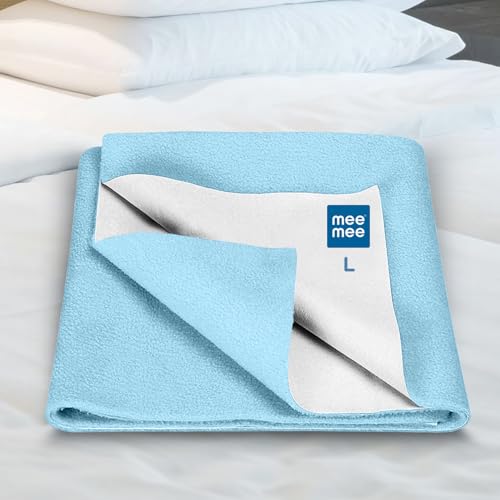 Mee Mee Total Dry & Breathable Mattress Protector Sheet: Cotton Soft, Fast-Drying & Extra Absorbent Sheet for Overnight Protection | 0-24 Months | Large (100x140cm) | Blue | - Image 3